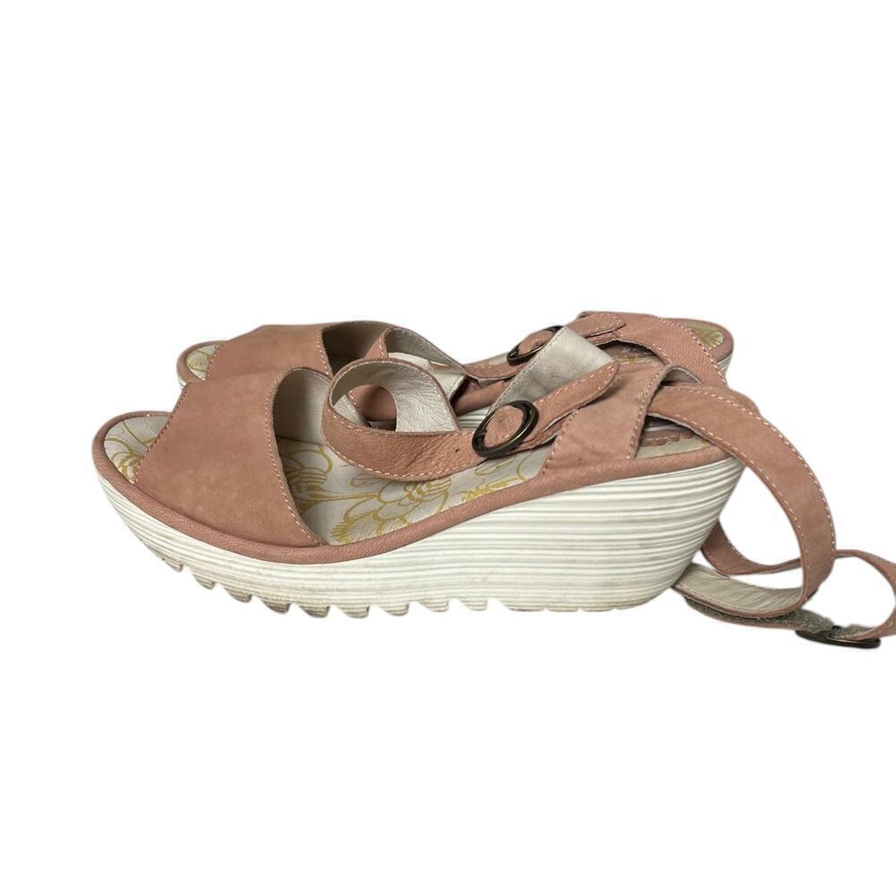 Fly London Women's Pinkish Open Toe Ankle Strap Wedge Sandal 39